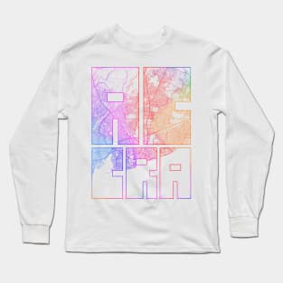 Accra, Ghana City Map Typography - Colorful Long Sleeve T-Shirt